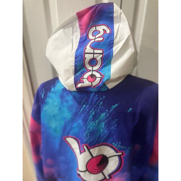 BANG ENERGY TIE DYE WINTER BREAKER RAIN COAT HOODED SZ M/L VERSATILE AESTHETIC - Picture 15 of 16